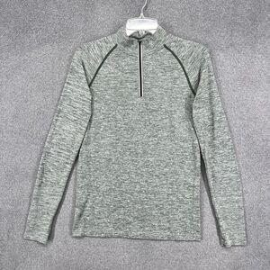 Victoria's Secret PINK Active Pullover Womens Medium Green Gray Heather Half Zip